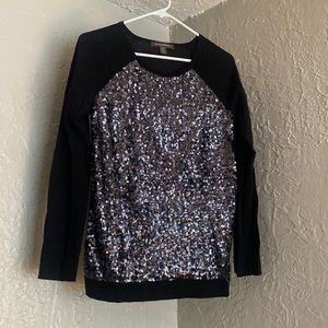 Tommy Bahama black sequined long sleeve sweater, size small/petite